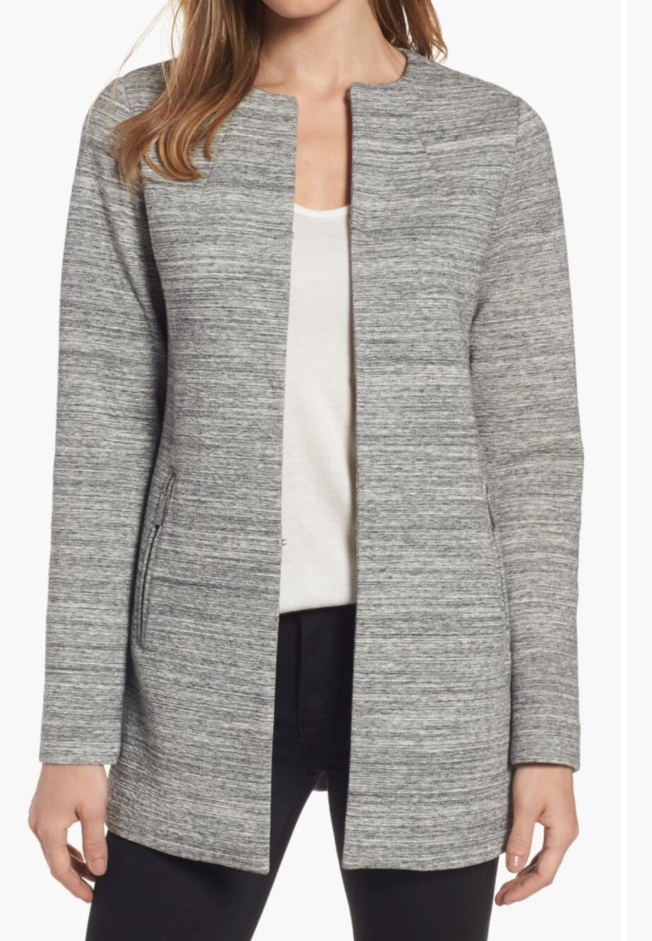MICHAEL Michael Kors Grey Heather Textured Knit Topper Jacket LARGE